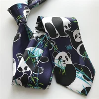 new design men animal ties cute panada bamboo printed neckties for wedding party