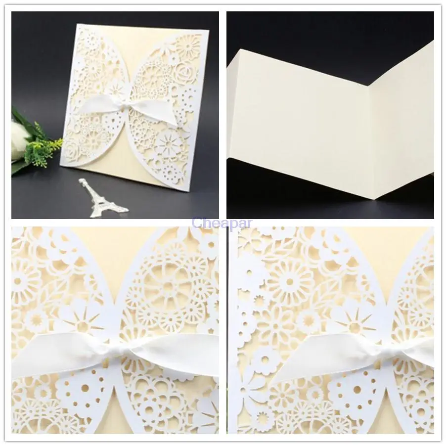 12 шт./лот лазерная резка свадебные приглашения бумажные открытки для вечеринки