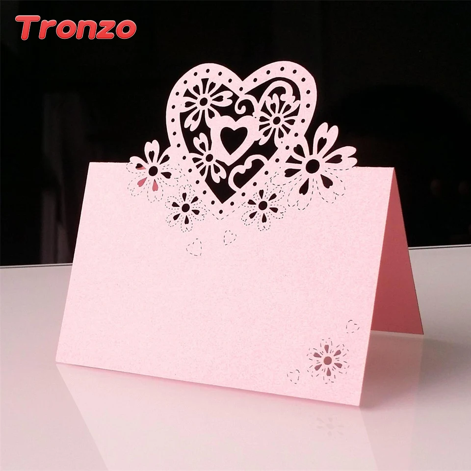 

Tronzo 10pcs Laser Cut Love Heart Table Cards Wedding Party Favors Decoration Paper Vine Seat Cards Name Place Cards