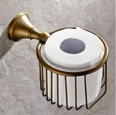 paper roll holder Набор латунных аксессуаров для ванной комнаты, античный бронзовый держатель для бумаги, держатель для полотенец, держатель для туалетной щетки, держатель для полотенец, набор аксессуаров для ванной комнаты - Цвет: paper roll holder