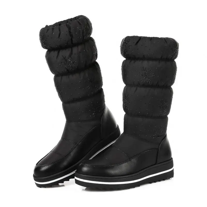 Taoffen/Большие размеры 35-44; новые зимние сапоги; женская теплая зимняя обувь с хлопковой подкладкой; женские полусапожки; женские сапоги до середины икры на меху на платформе