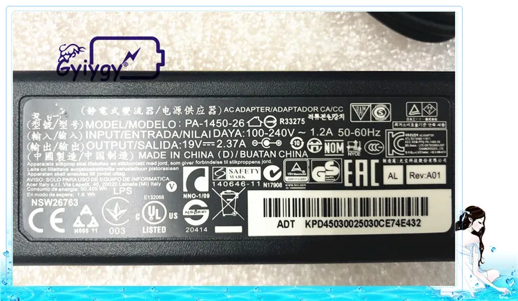 Адаптер переменного тока для ACER Φ EX2519 EX2508 ES1 TMB117 45W 19V2.37A 5 5*1 7 B | Компьютеры и офис