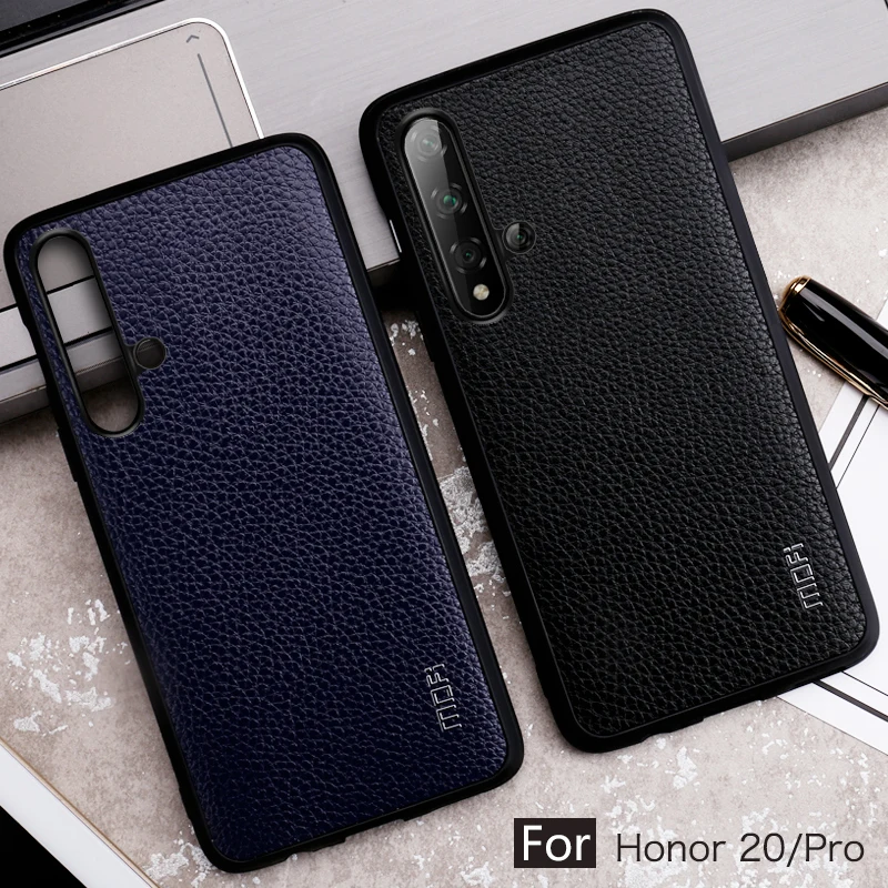 Для huawei Honor 20 чехол Mofi для huawei Honor 20 Pro чехол задняя крышка из искусственной кожи красный черный коричневый синий зернистый бизнес протектор