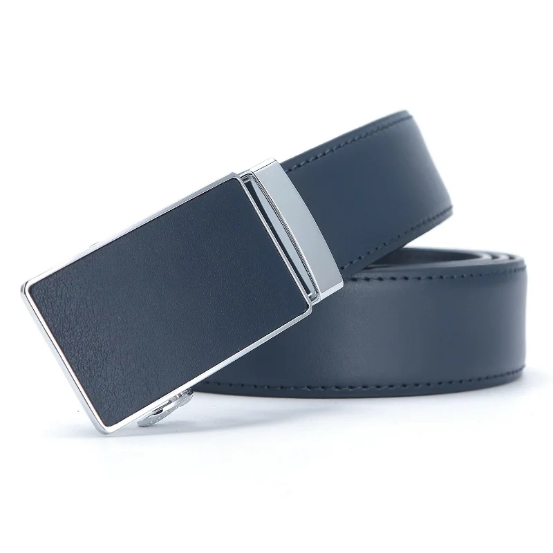 Mens Leather Ratchet Automatic Buckle Leather Belt for Men Genuine Leather Dress Belt Holeless Automatic Sliding Buckle Belts