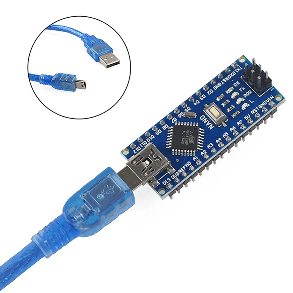 20 шт. Новинка для контроллера arduino Nano V3.0 ATMEGA328P ATMEGA328 оригинальный CH340 + USB-кабель