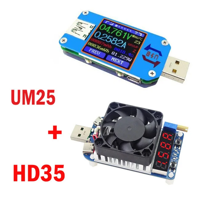 um25 hd35 USB 2,0 3,0 USB тестер Вольтметр Амперметр Напряжение измеритель тока, для батареи зарядки измерения UM25 UM25C для приложений с 35 Вт LD35 HD35 нагрузки - Цвет: um25 hd35