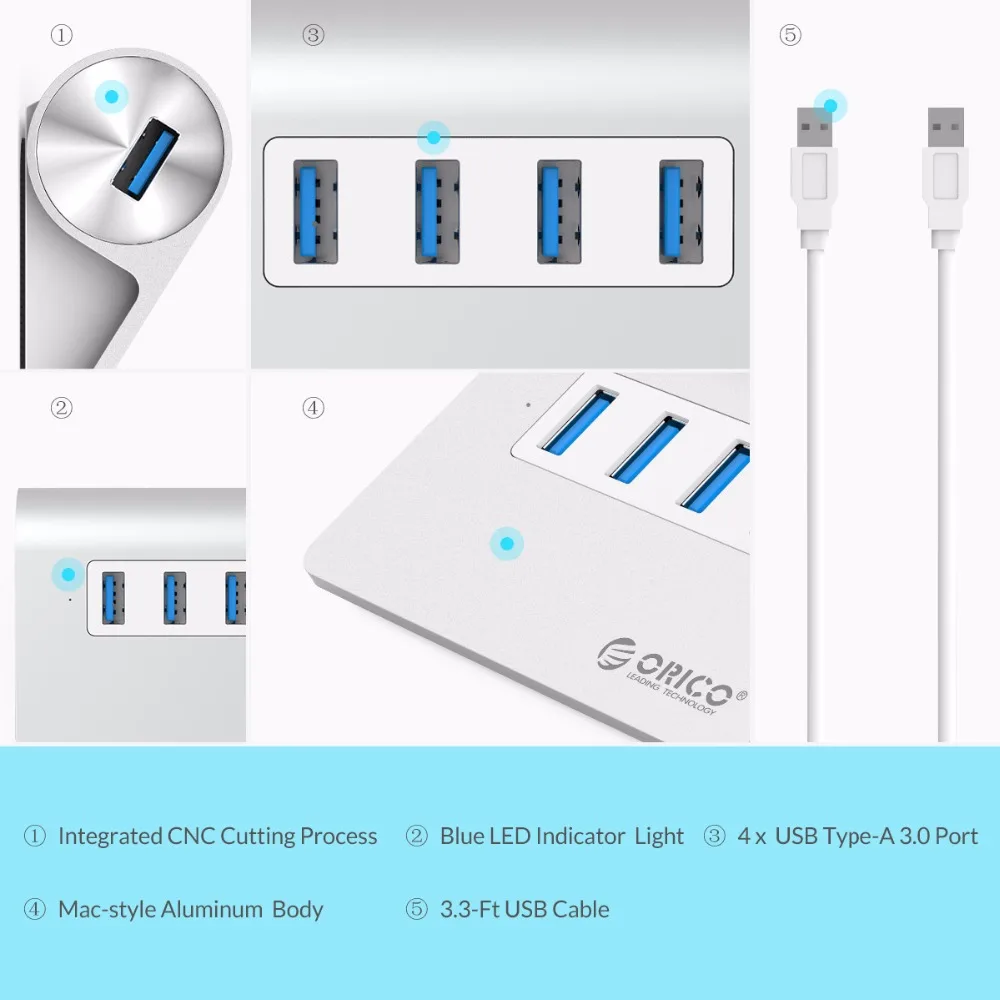ORICO новый Mac дизайн мини высокое качество Высокоскоростной Алюминиевый 4 порта USB 3