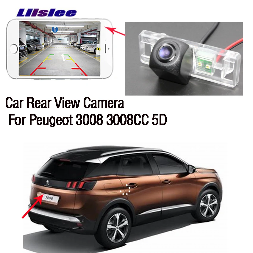 LiisLee Новая беспроводная камера заднего вида для Peugeot 3008 3008CC 5D Водонепроницаемая