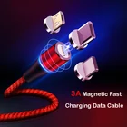 Магнитный кабель для быстрой зарядки для iPhone XS MAX, XR, 8, 7, Samsung, Xiaomi, 3 А, 2 м