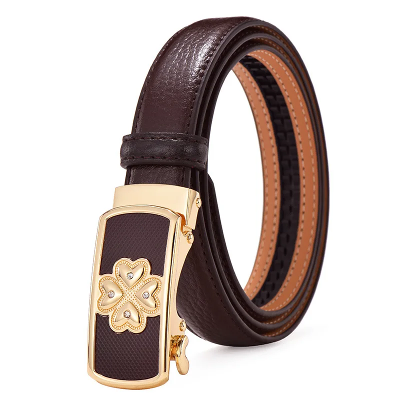 Женский кожаный пояс с автоматической пряжкой модный обшивкой белый Корейская