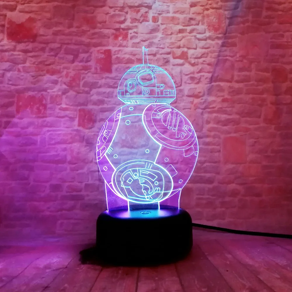 BB 8 3D разноцветная лампа Звездные войны Fuwa Force Пробуждение ночное прикосновение 7