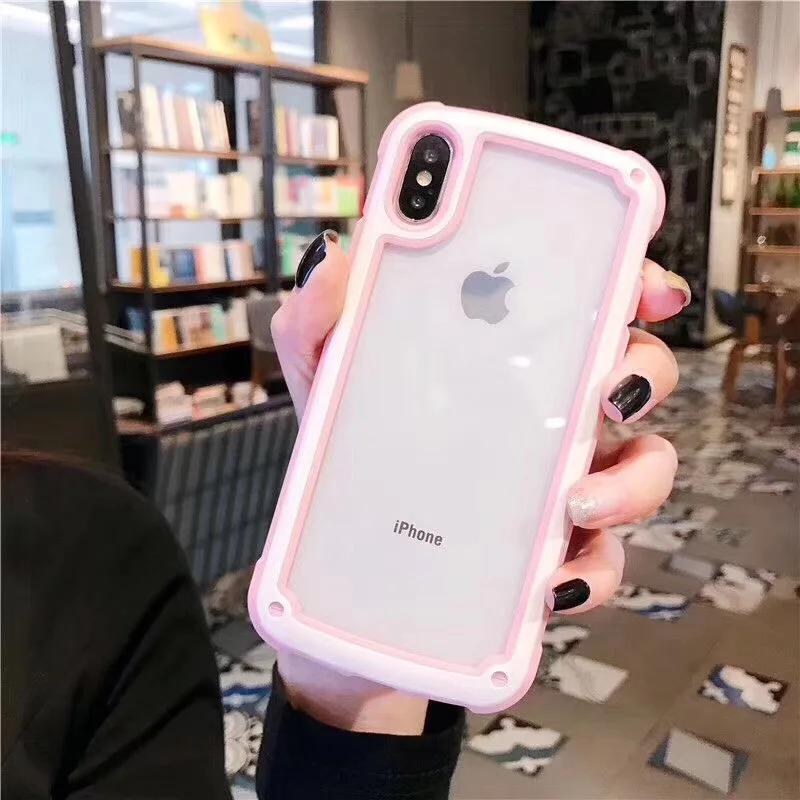 Защитный бампер для телефона с рамкой ярких цветов iPhone 6 7 8 Plus X XS XR XSMax задняя