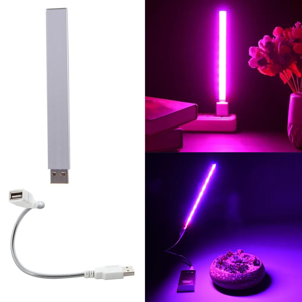 USB Светодиодная лампа для выращивания растений 5V 2,5 W полными спектрами светильник s серебристый корпус для гидропоники Системы парниковых Противоударная заданяя Цветок светильник