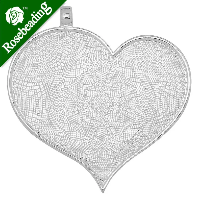 

10pcs 64x57mm sideling heart pendant tray,pendant blank,shiny silver plated,metal filled-10052801