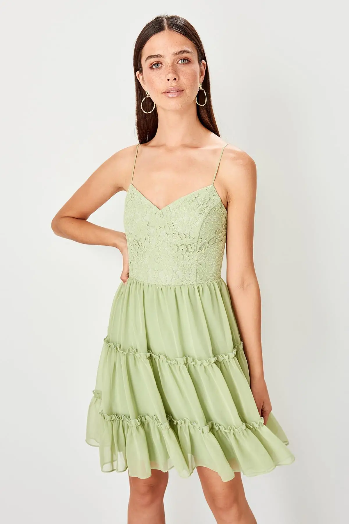 Trendyol Мятные кружевные детали TPRSS19BB0492 | Женская одежда