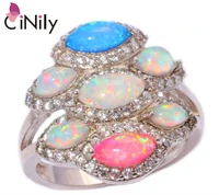cinily created blue pink white fire opal cubic zirconia silver plated ring wholesale for women jewelry ring size 7 8 oj5745