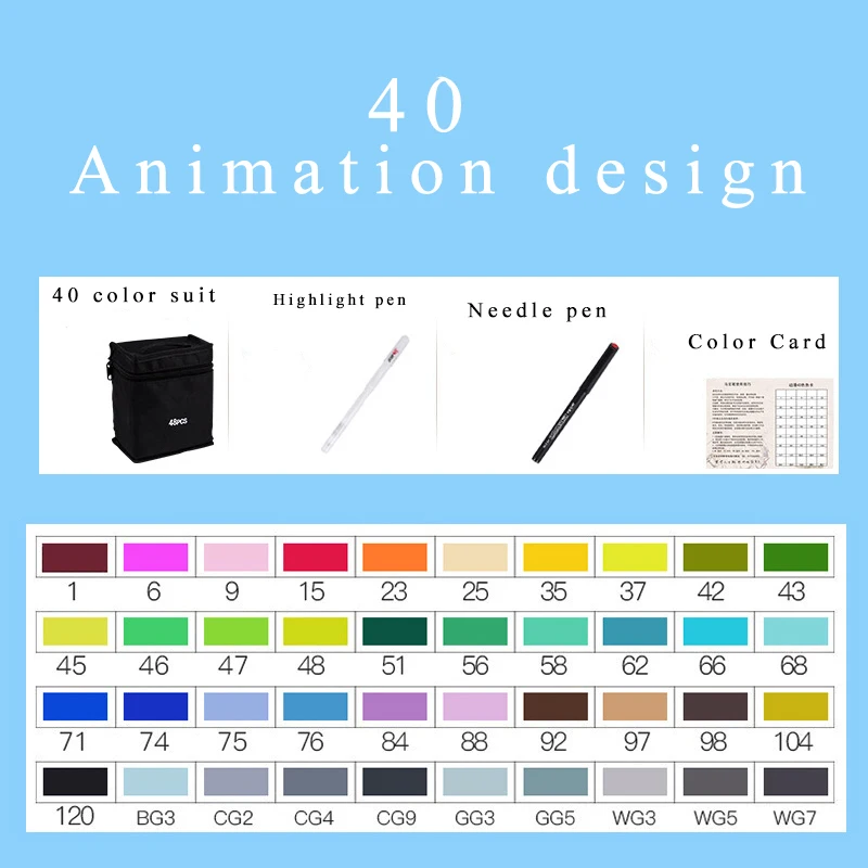 Touchmarkers ручка комплект 40/60/80/168 Цвет анимации эскизный чертёж маркер ручка для творчества на спиртовой основе с Manga Дизайн Искусство Подарки - Цвет: 40animation
