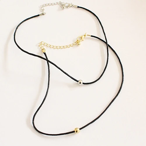 Женское Модное изящное ожерелье из искусственной кожи украшенное бусинами и