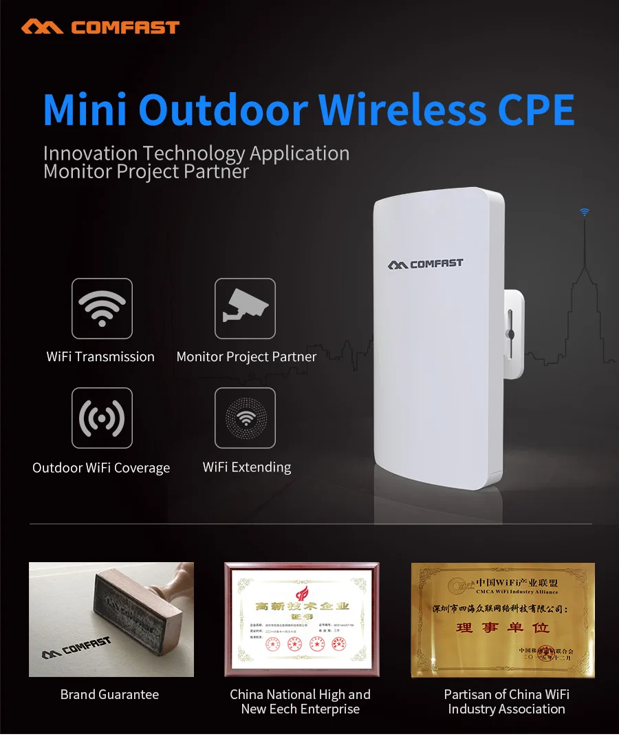 Long range уличный Wi Fi роутер мини беспроводной мост повторитель COMFAST 2 4 ghz 300 m Открытый