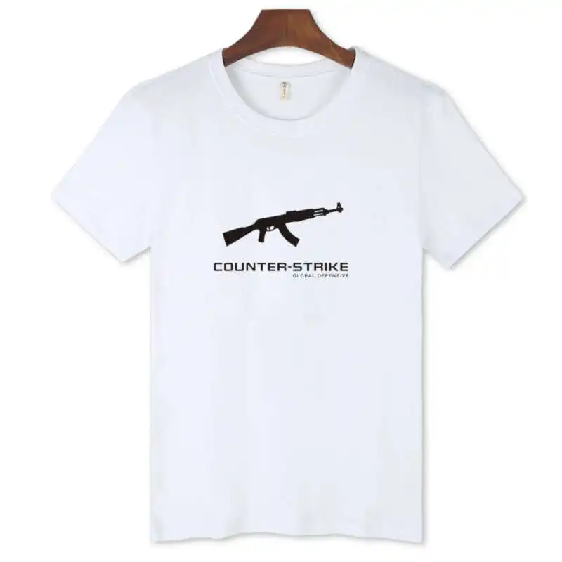 Мужская футболка с коротким рукавом CS GO модная черная печатью уличная одежда хип