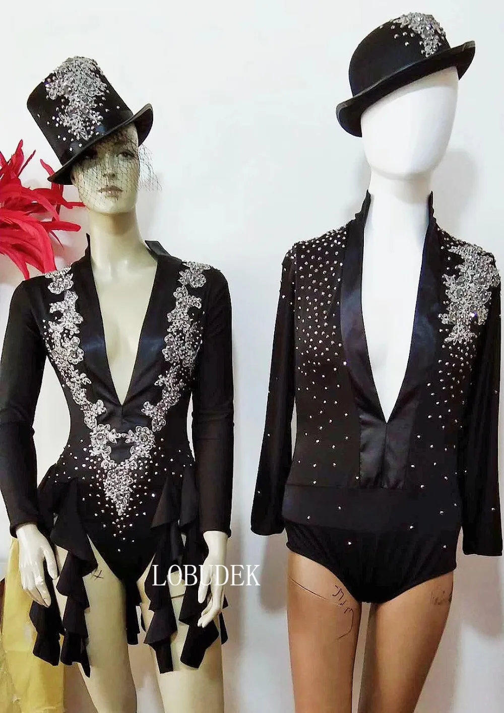 

Men&Women Nightclub Clothes Ballroom Costume Bar DJ Singer Jazz Dance Outfit Sexy Latin Performance Stage Wear Crystals Bodysuit