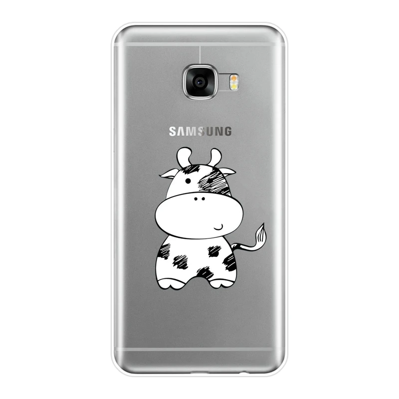 TPU Silicone Phone Case For Samsung Galaxy C5 C7 C9 Pro Cow Sheep Animal Goat Kawaii Cute Soft Back Cover C8 | Мобильные телефоны и