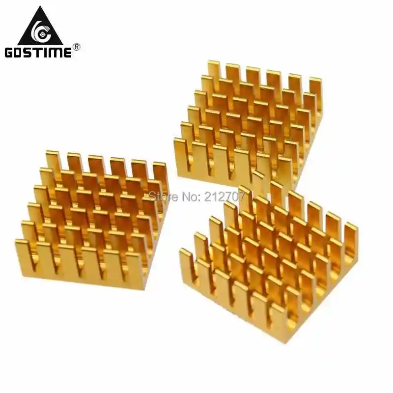 50 шт./лот Gdstime алюминиевый 22x22x10 мм Золотой радиатор для процессора ПК Охлаждающие
