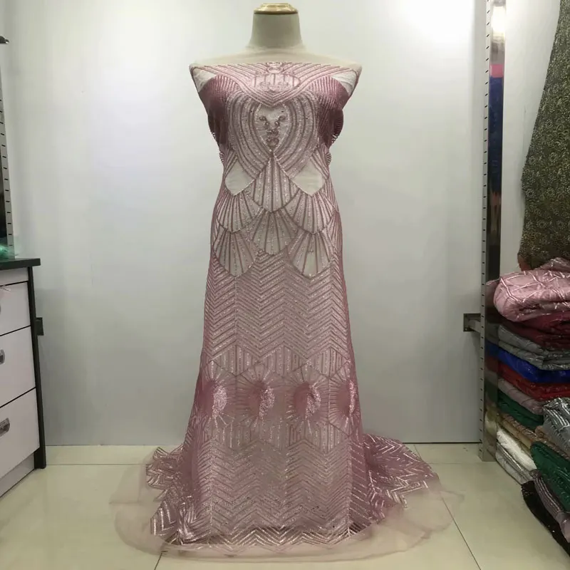 HFX Aso Ebi Стиль французский ткань высокое качество сетка кружева Серебро блесток