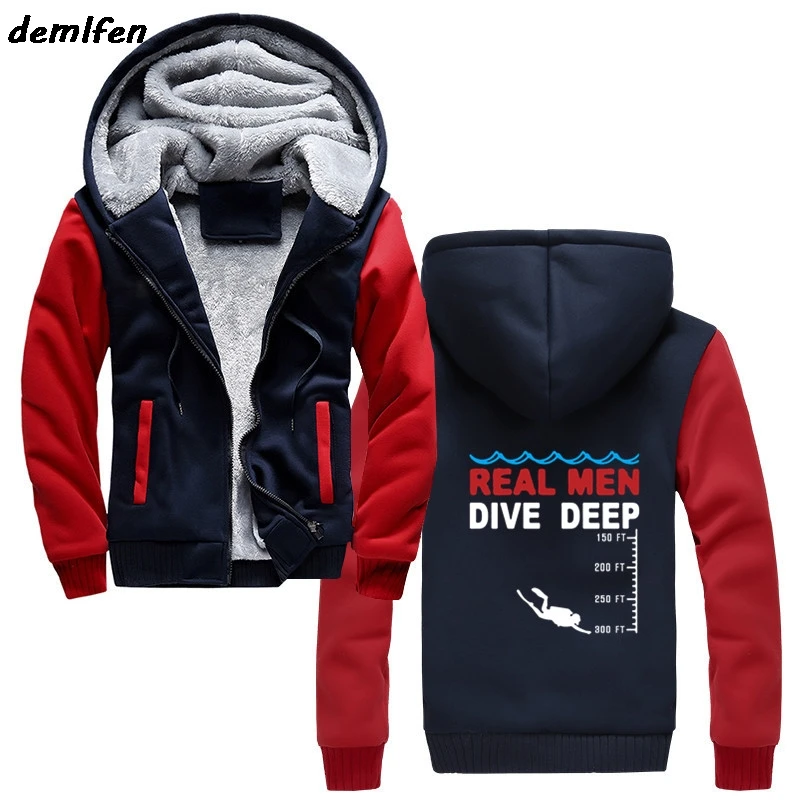 Navy Red Для мужчин s Кофты модные из натуральной кожи Для мужчин погружения глубокий Толстовка Для мужчин утепленная толстовка с капюшоном на молнии для девочек с принтом на заказ Повседневное Фитнес куртка - Цвет: Navy Red