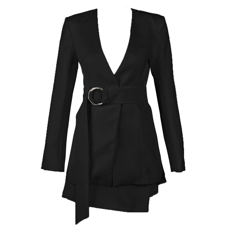 Женский костюм двойка INDRESSME облегающий блейзер с длинным рукавом и глубоким v
