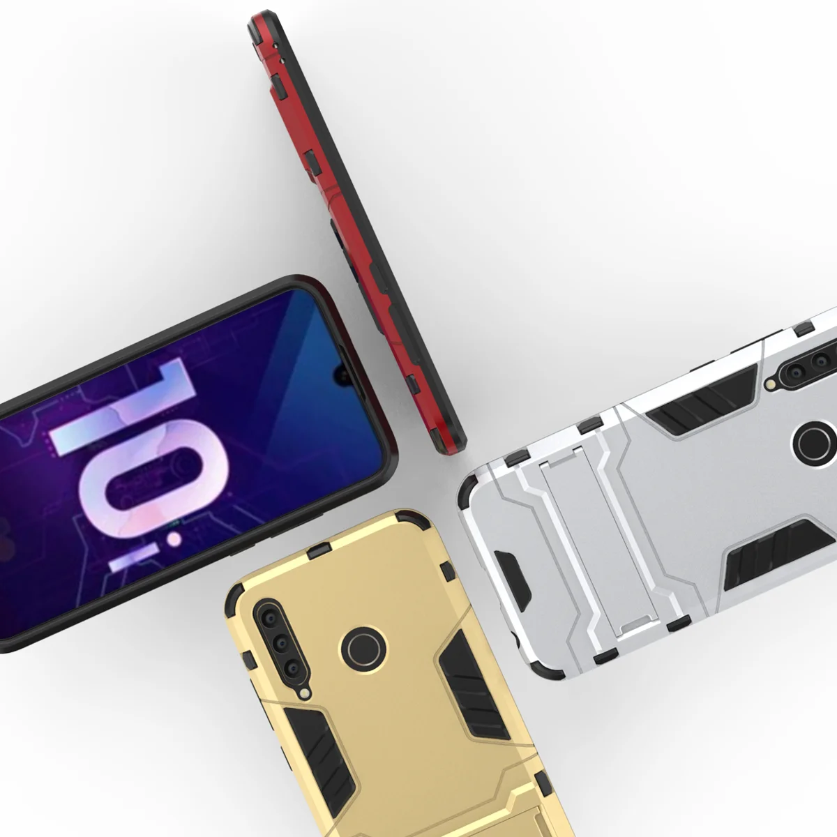 3D ударопрочный армированный чехол для huawei Honor 10, 9, 20 Lite, 10 lite, 9i, 10i, 20i, 20 lite, ТПУ защитный жесткий чехол для телефона с подставкой