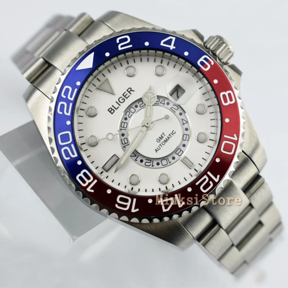 43 мм D'origine белый montre mode pour Top marque automatique multifoncments homme календириор мужские Lumineux |