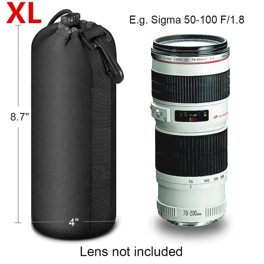 Мягкий неопреновый защитный чехол для объектива камеры S M L XL Matin Canon Nikon Sony высокое
