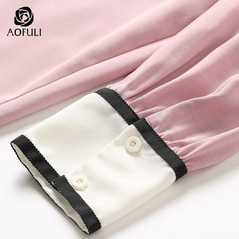 Платье AOFULI с цветочной вышивкой модное осеннее платье длинным рукавом l xxxl 4XL 5XL