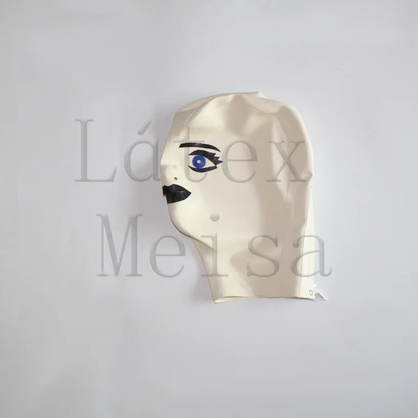 Cartoon design latex mask bdsm open nostrils with back zip for women | Тематическая одежда и униформа