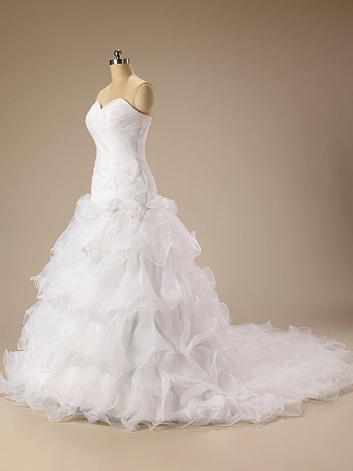 Женское фатиновое длинное свадебное платье с рюшами и для невесты Vestido De