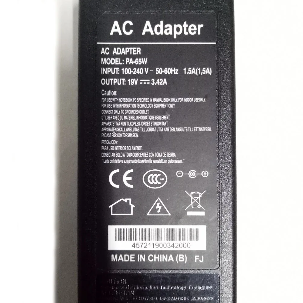 Сменный адаптер для ноутбуков 19 в 3 42 А 65 Вт AC Acer блок питания зарядное устройство