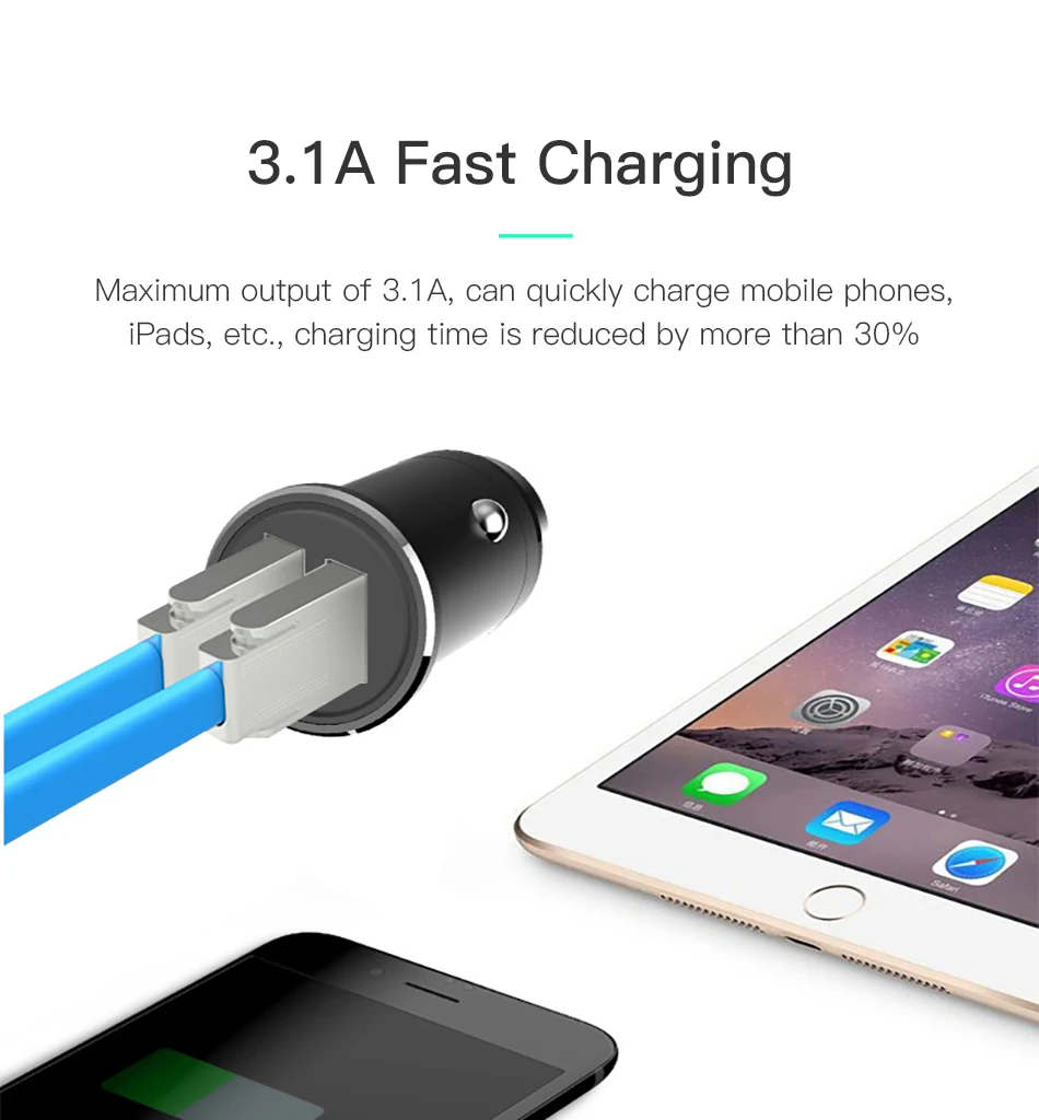 ACCEZZ Mini Dual USB Автомобильное зарядное устройство для Apple iPhone X 8 7 6 6s huawei Xiaomi samsung Быстрая зарядка светодиодный дисплей автомобильное зарядное устройство для телефона
