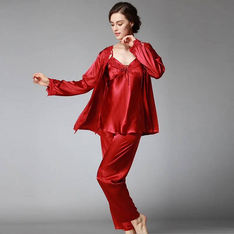 

Women Silk Satin Pajamas Pyjama Sets Pijamas Sexy Robes Bathrobe Nightgown Sleepwear Longue Femme Night Gown