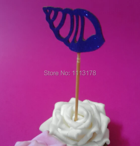 royal blue Glitter Cupcake Toppers - bridal shower cupcake t