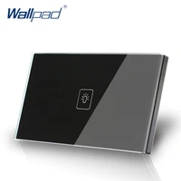 1 gang 1 way au us standard wallpad black crystal light touch screen switch 11872mm wall switch free shipping