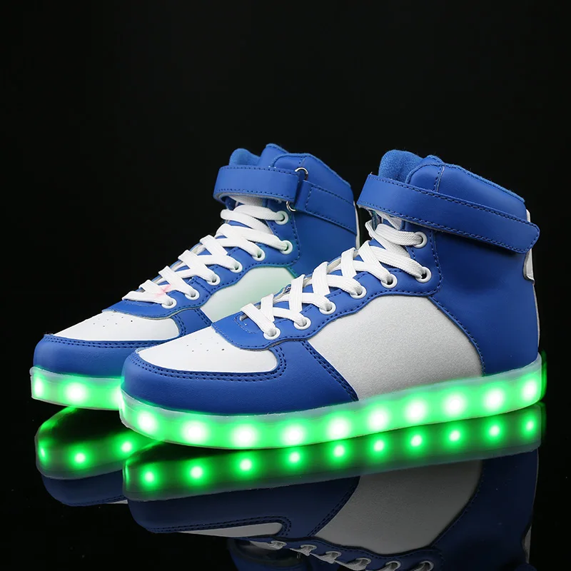 2017 Unisex Adults Lights Up Led Luminous Shoes High Top men Glowing Casual Shoe With Simulation Sole For Men Big Size 35-46 | Обувь