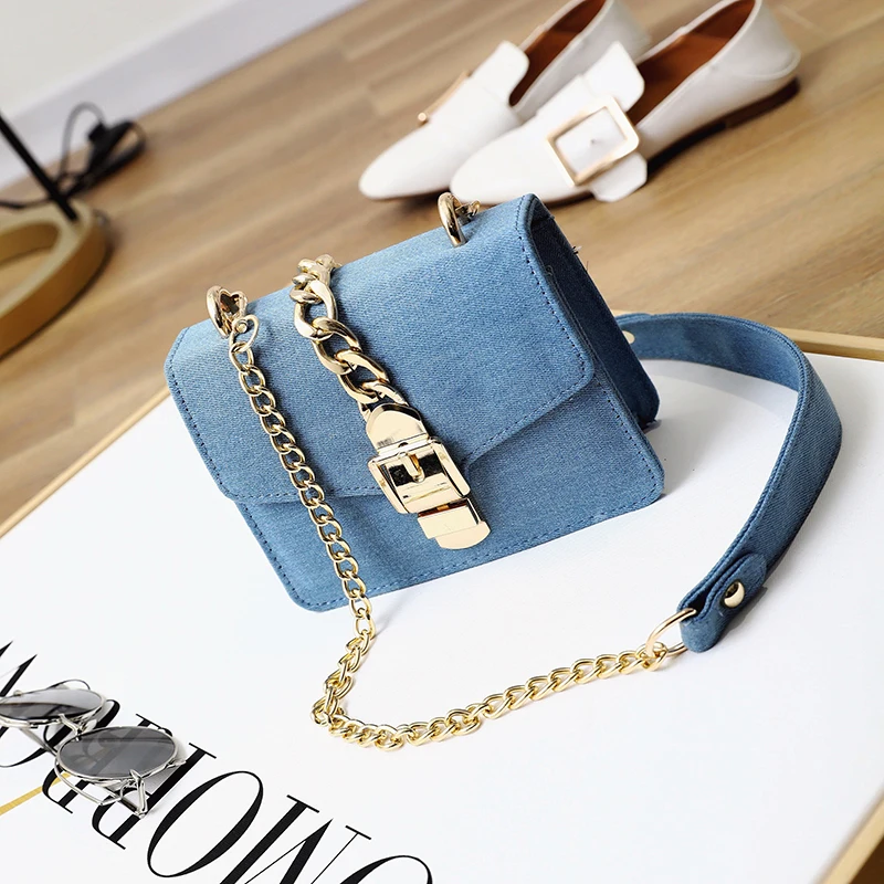 Роскошные дизайнерские джинсы маленькие сумки женские джинсовые цепи Crossbody для