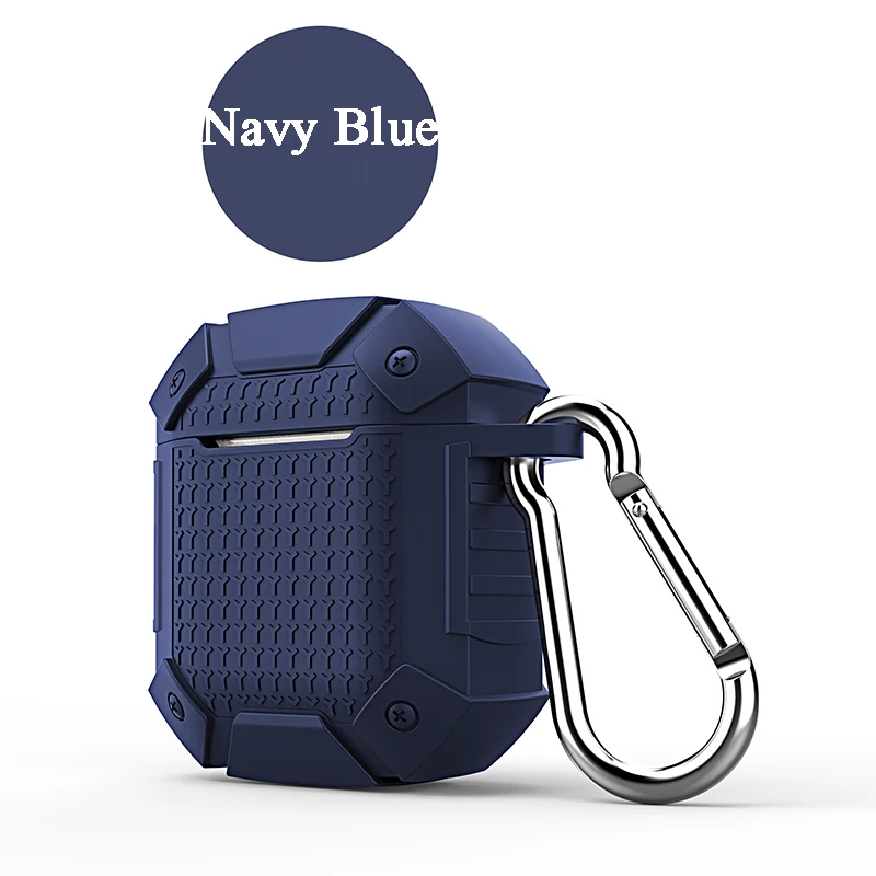 Navy Blue Мягкий силиконовый наушник чехол для Airpods случае Водонепроницаемый Защитный чехол для Apple AirPods 2 и 1/Air стручки противоударный Броня Крышка - Цвет: Navy Blue