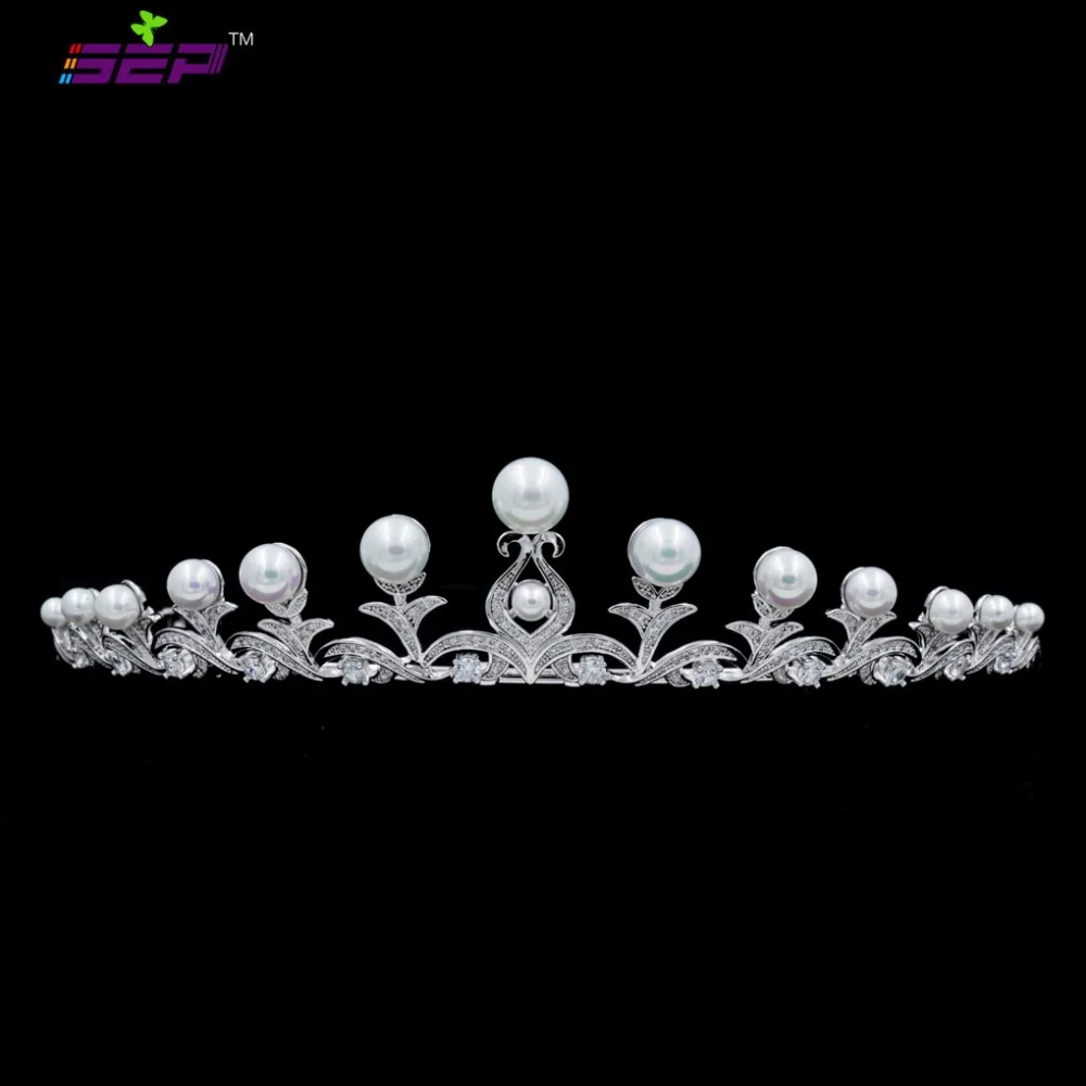 

SEP Classic Wedding Brides Girl Cubic Zirconia Tiara Crown Hair Jewelry Accessories CZ Rhinestone Crystal Tiaras TR16410