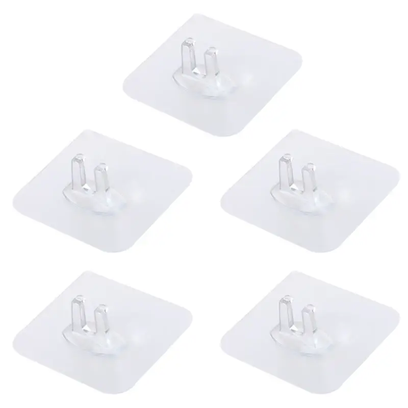 5 Pcs Transparent Toothbrush Holder Hook Plug Hygienic Stand Shaving Rack Razor Sticky Adhesive Storage Bathroom | Дом и сад