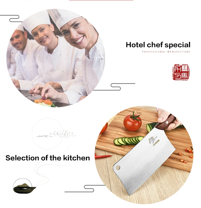 Professional Kitchen Knife Cleaver 7 inch Stainless Steel 7CR17 Meat Knife Vegetable Cutting Slicing Kitchen Accessories Tools