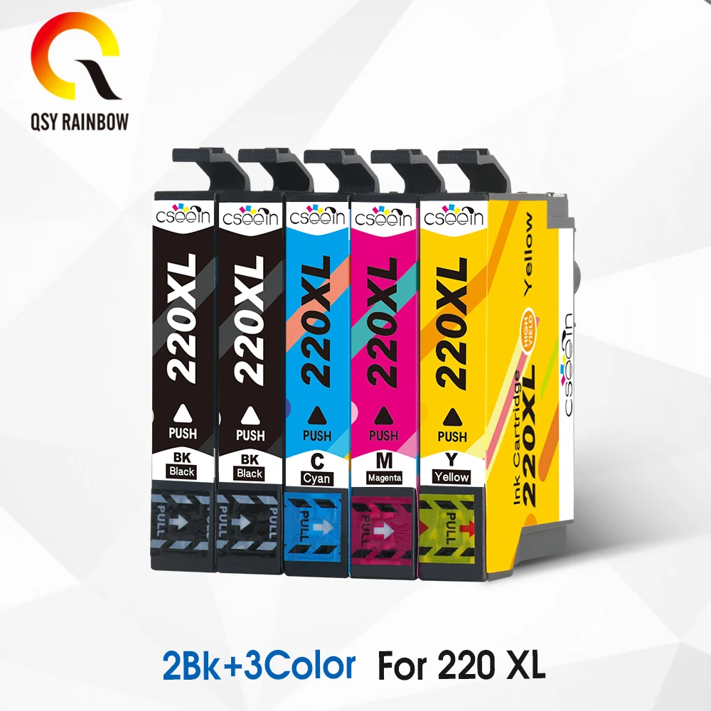 

QSYRAINBOW 5 x Ink Cartridge T2201 T220 T220XL Cartridge For Epson WorkForce WF 2630 2650 2660 Expression Home XP-320 XP-420