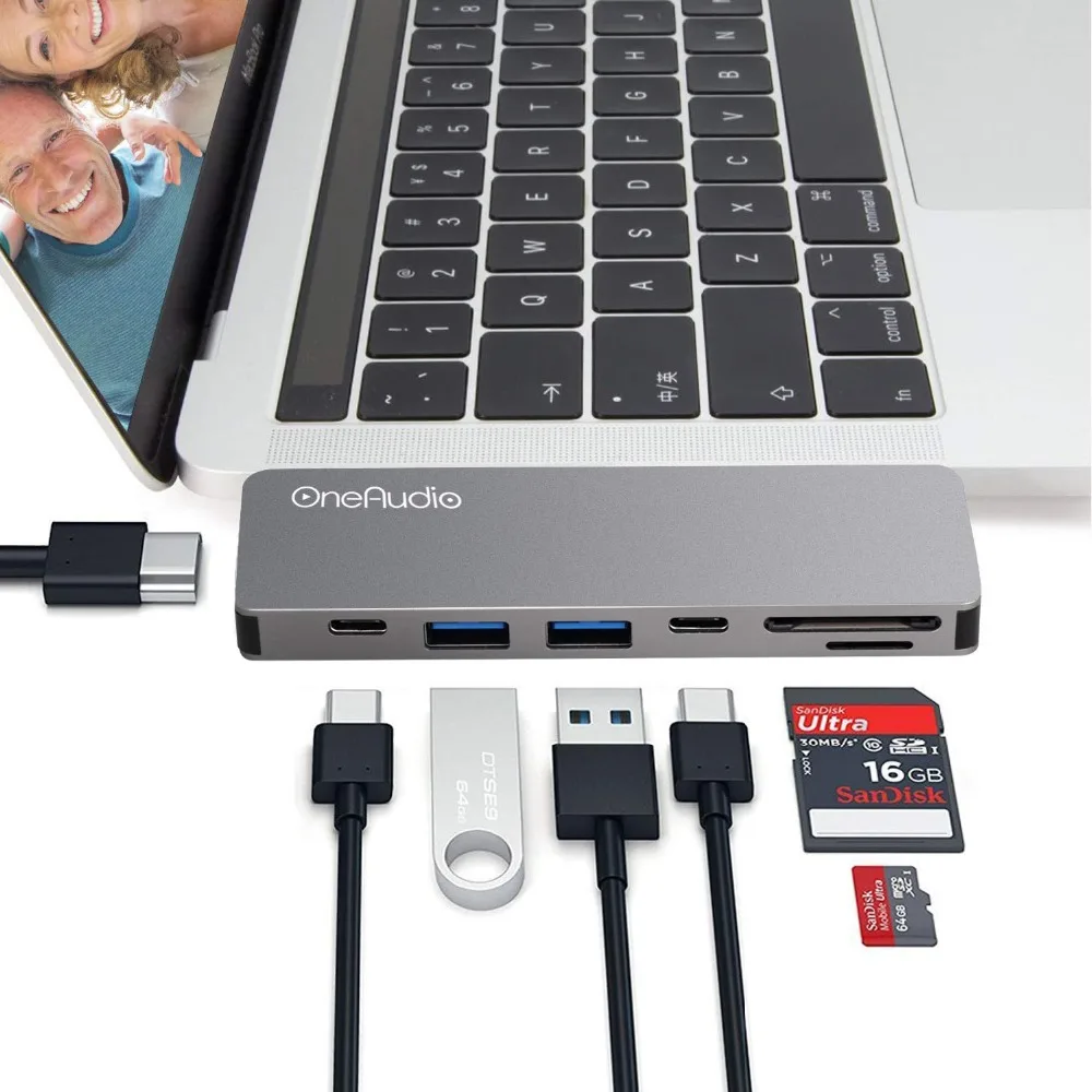 OneAudio USB C концентратор Thunderbolt 3 Type адаптер с 4K HDMI PD 2 0 Micro SD TF кардридер для Macbook Pro 13