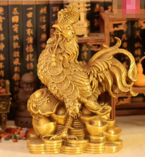 Китайский латунный петух украшения Yuanbao Ruyi деньги курица Двенадцать зодиака